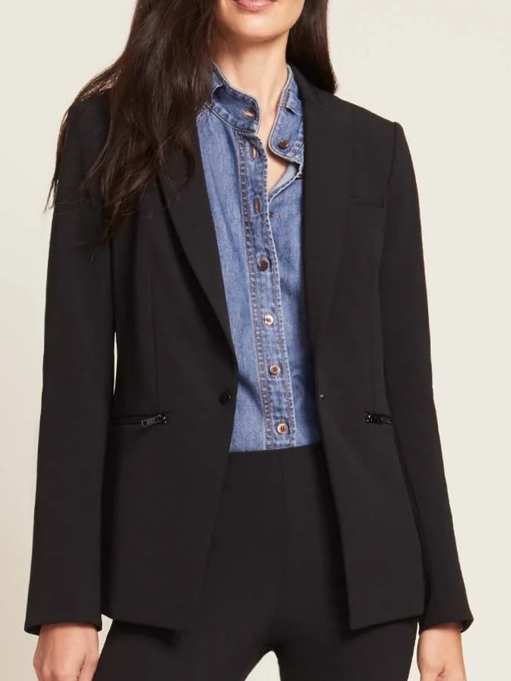 Veronica Beard Black Iconic Scuba Dickey Jacket Blazer 10 FLAWS